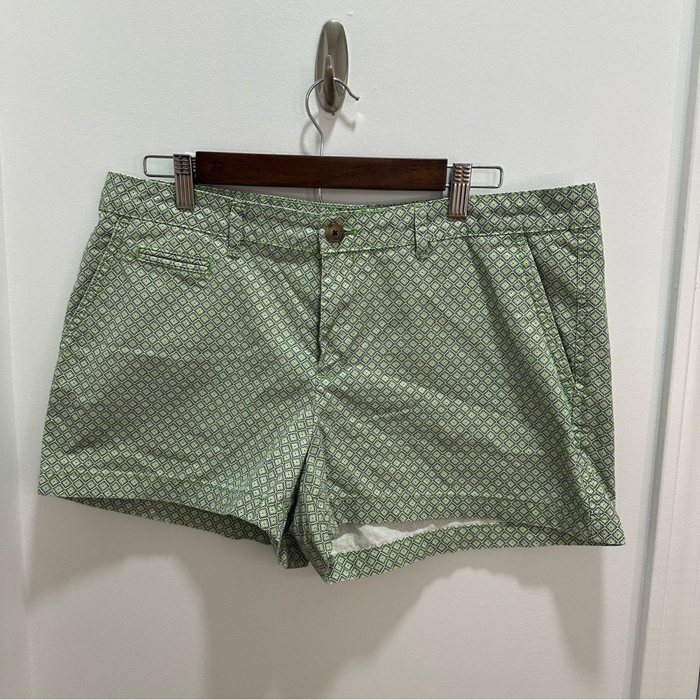 Gap Womens Green‎ Geometric Diamond Print Chino Shorts Size 12R